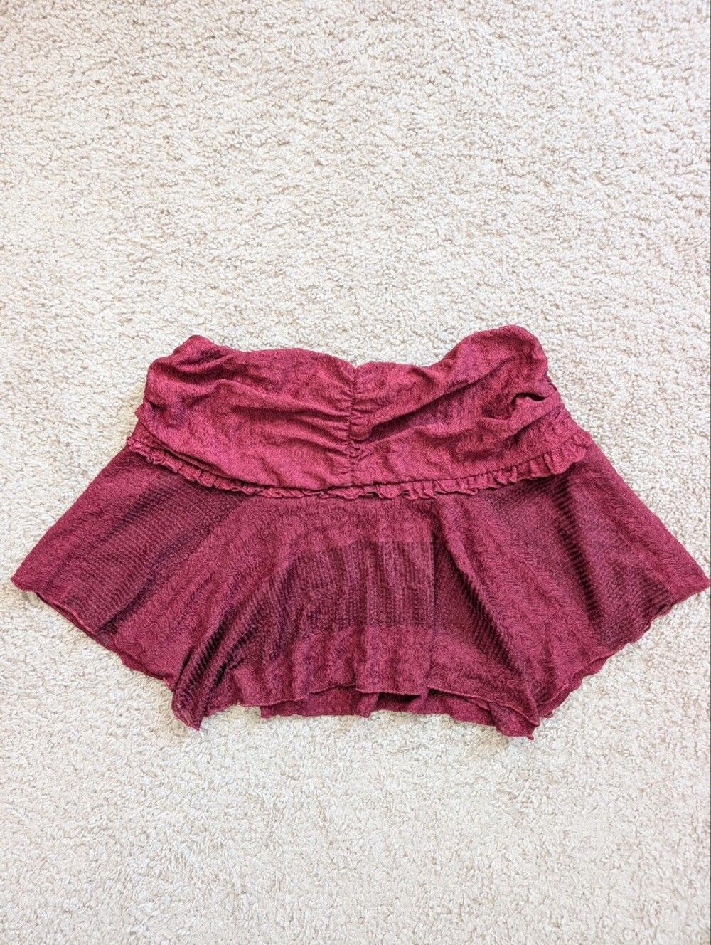 Urban Outfitters Womens Burgundy Red Cropped Ruffled Fairy Mini Skirt Medium - Picture 6 of 12